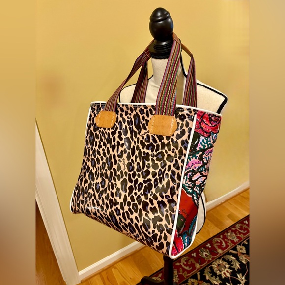 Consuela Handbags - CONSUELA Leopard Print Tote Bag with Floral Sides
